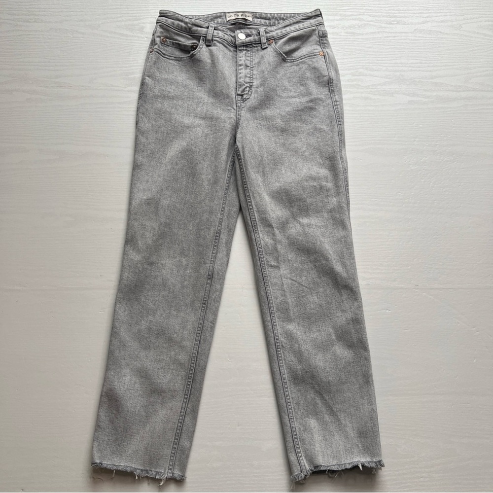 Free‎ People Curvy Ankle Crop Jeans Womens 30 Gray High Waist Raw Hem Straight